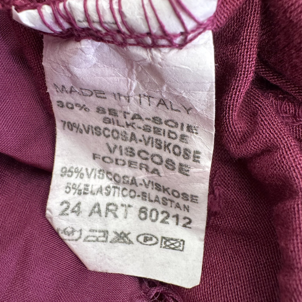 Made in Italy Fuchsia Silk Chiffon Tiered Midi Dress Layered Luxe Y2K S/M - Picture 8 of 8
